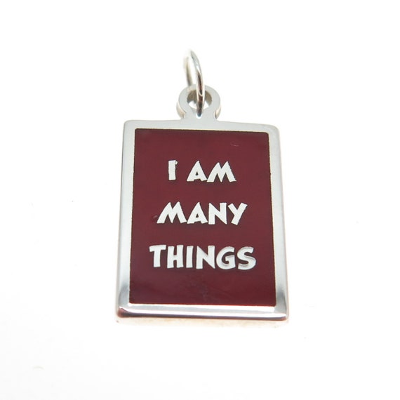 925 Sterling Silver Red Enamel "I Am Many Things"… - image 4