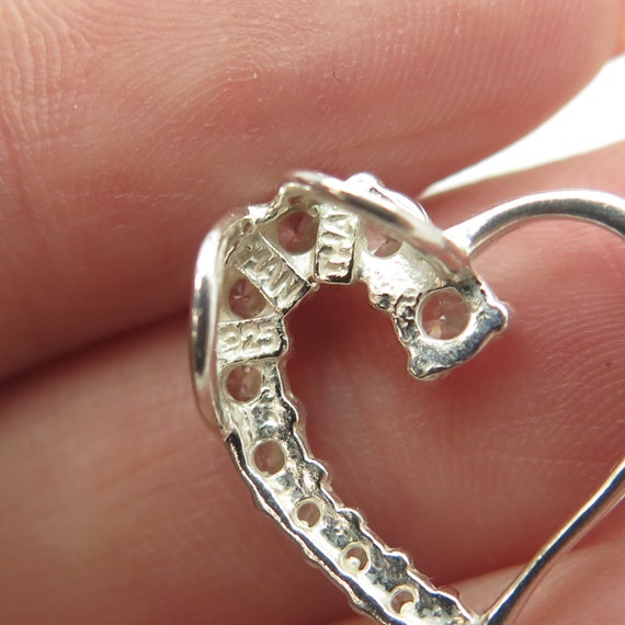 HAN 925 Sterling Silver Round-Cut C Z Heart Pendant View 3