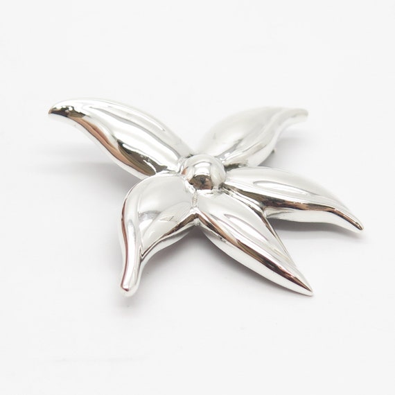 925 Sterling Silver Vintage Floral Pin Brooch - image 4