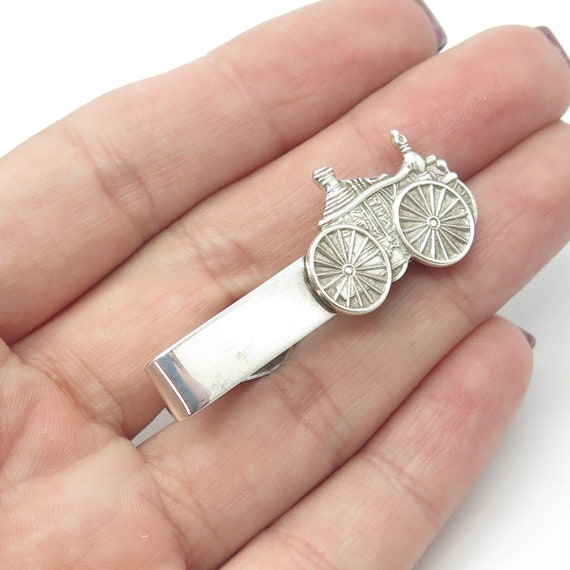 925 Sterling Silver Vintage Carriage Tie Clip - image 1