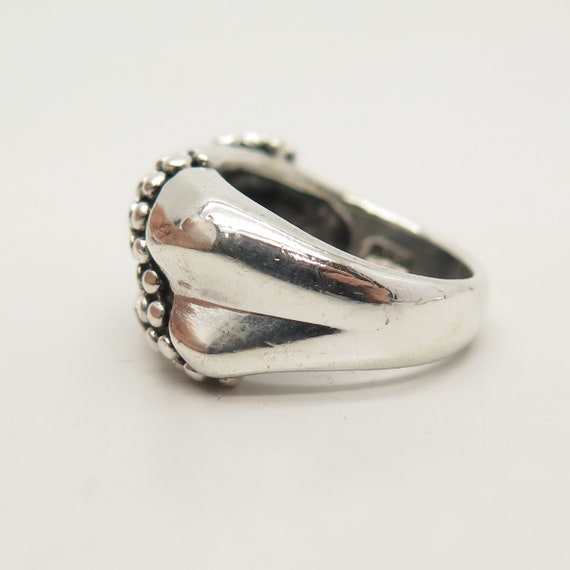 925 Sterling Silver Vintage Bead Design Ring Size… - image 4