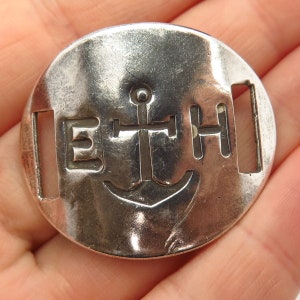 925 Sterling Silver Vintage &quot;E and H&quot; Anchor Design Necklace Central Part