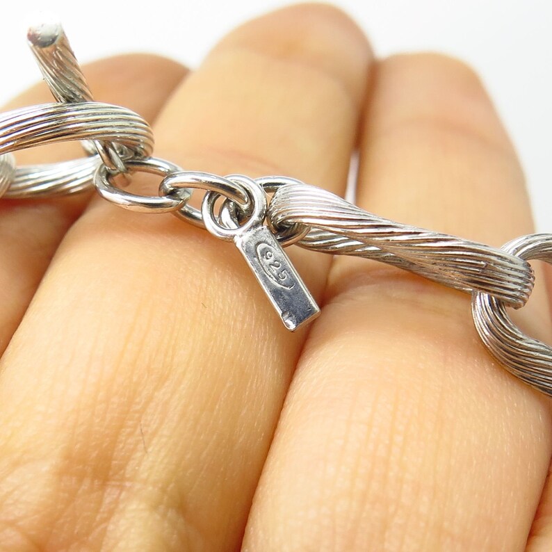 Signed 925 Sterling Silver Assorted Dangling Accents Cable Chain Necklace 17