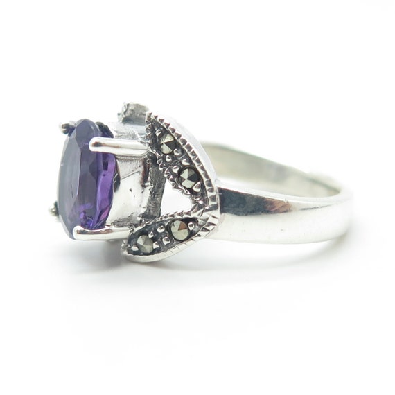 925 Sterling Silver Vintage Real Amethyst and Mar… - image 6