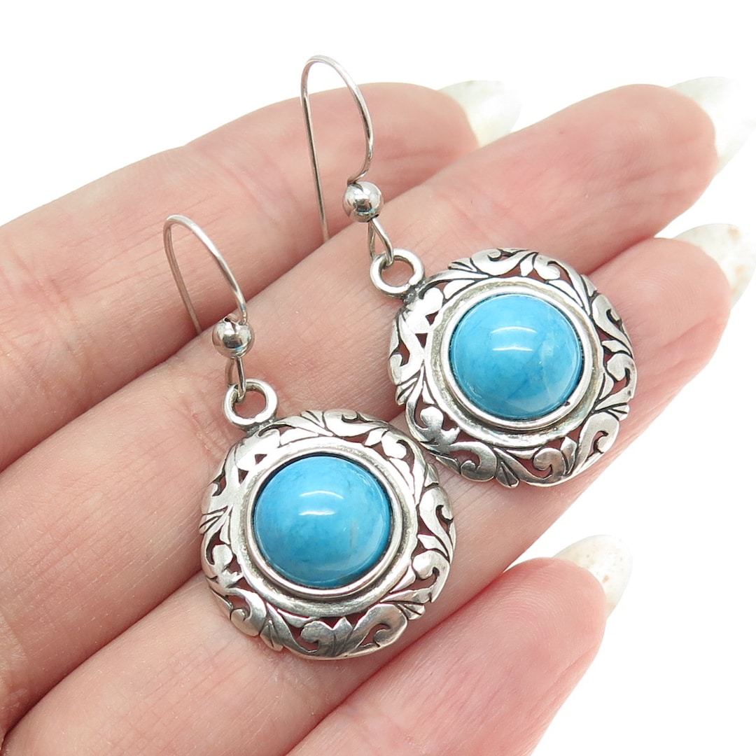 JEZLAINE 9925 Sterling Silver Vintage Mexico Real Turquoise Gem
