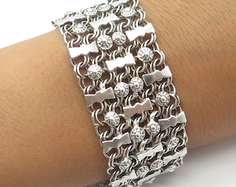 925 Sterling Silver Vintage Mexico Modernist Bracelet 7.5