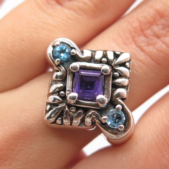 925 Sterling Silver Vintage Amethyst and London B… - image 1