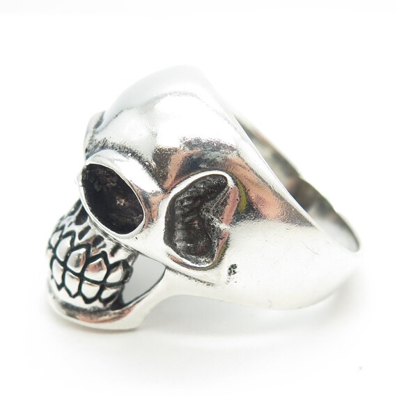 925 Sterling Silver Vintage Skull Biker Ring Size… - image 4