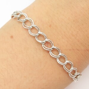 925 Sterling Silver Vintage Double Cable Link Bracelet 7&quot;
