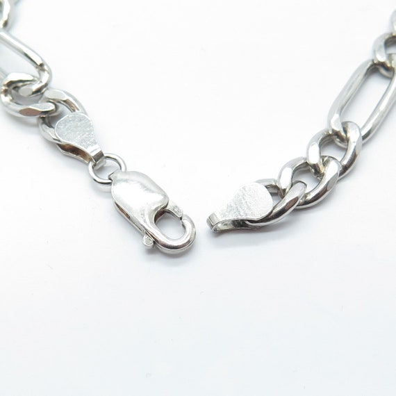 925 Sterling Silver Vintage Figaro Link Bracelet … - image 5