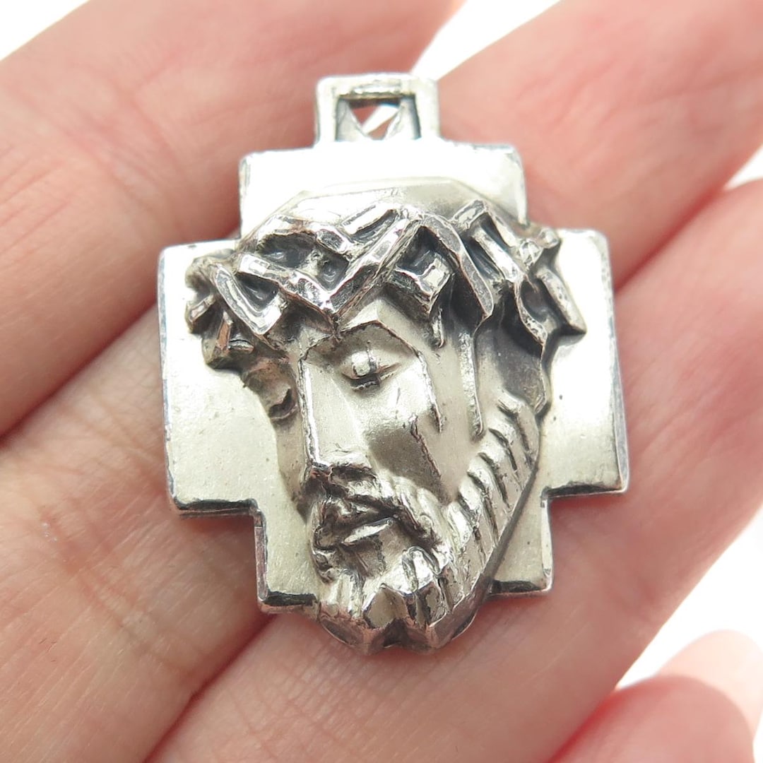 CREED 925 Sterling Silver Vintage Jesus Cross Religious Pendant - Etsy