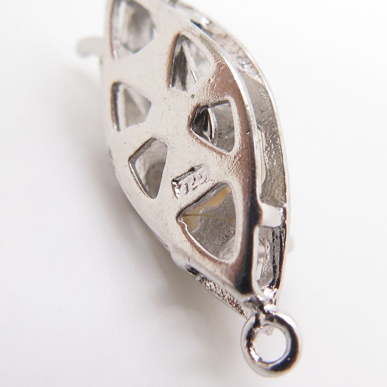 925 Sterling Silver Pearl Imitation C Z Fish Hook Lock