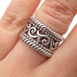 BRIGHTON 925 Sterling Silver Vintage Swirl Oxidized Ring Size 6.25 afbeelding 1