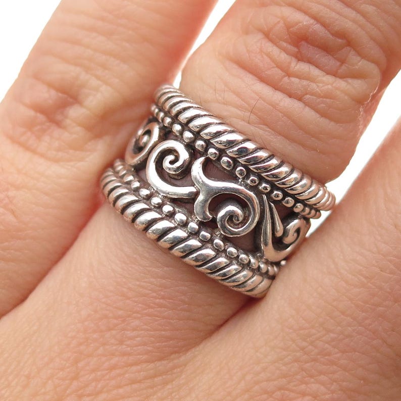BRIGHTON 925 Sterling Silver Vintage Swirl Oxidized Ring Size 6.25 afbeelding 1