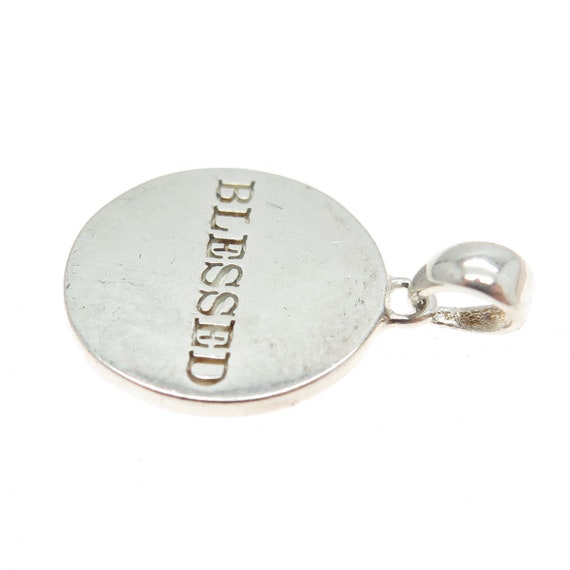 925 Sterling Silver Vintage "Blessed" Round Penda… - image 5