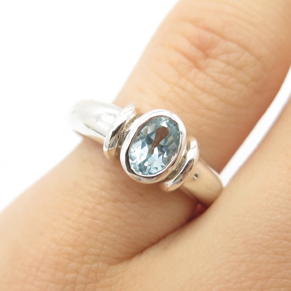 REAL BLUE TOPAZ 925 STERLING SILVER ANTIQUE STYLE RING SIZE 4.75 #814 REAL BLUE TOPAZ 925 STERLING SILVER ANTIQUE STYLE RING SIZE 4.75 #814