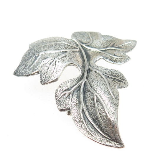 BEAU 925 Sterling Silver Vintage Leaf Pin Brooch - image 6