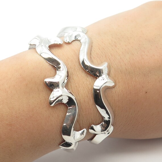 Waving Swirl Vintage Native American Navajo Hand Tooled Sterling Silver Bracelet Waving Swirl Vintage Native American Navajo Hand Tooled Sterling Silver Bracelet