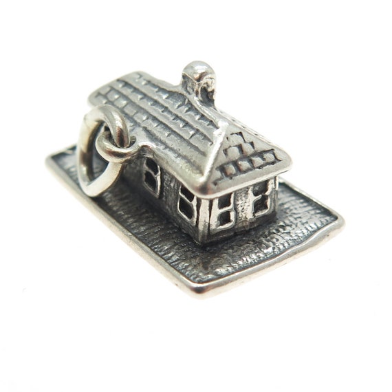 925 Sterling Silver Vintage Old House Charm Penda… - image 5