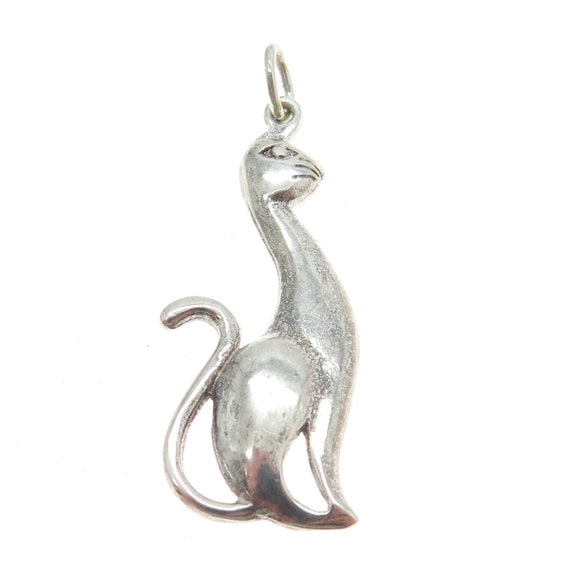 925 Sterling Silver Vintage Egyptian Mau Cat Pend… - image 4