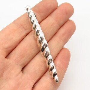 925 Sterling Silver Vintage Twisted Bar Design Pin Brooch