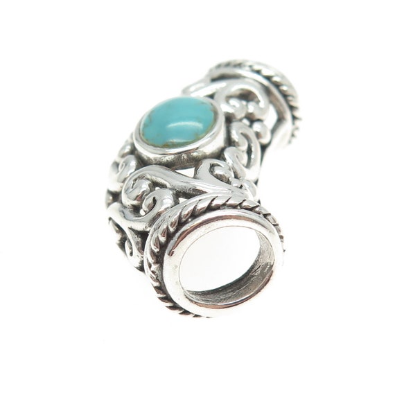 925 Sterling Silver Vintage Real Turquoise Ornate… - image 5