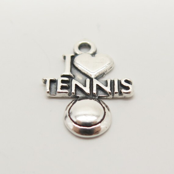 925 Sterling Silver Vintage "I Love Tennis" Charm… - image 4