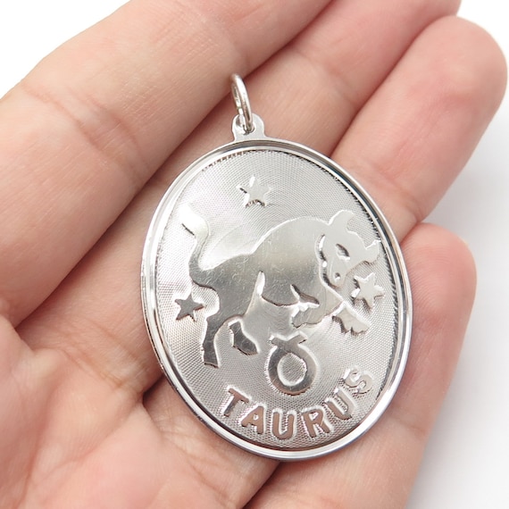 925 Sterling Silver Vintage Taurus Zodiac Sign Pe… - image 1
