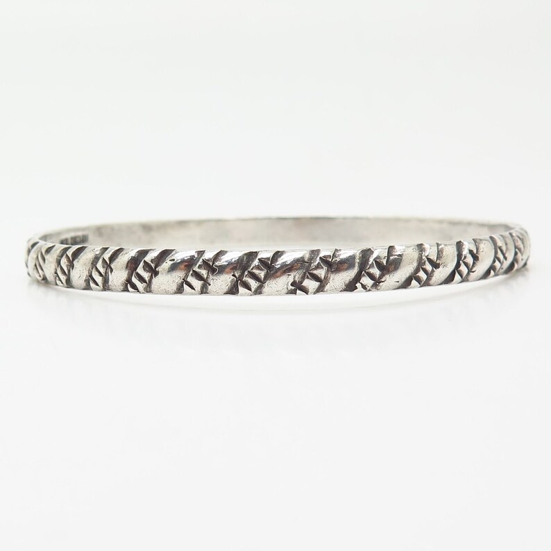 925 Sterling Silver Vintage Mexico Bangle Bracelet 7.5 Etsy