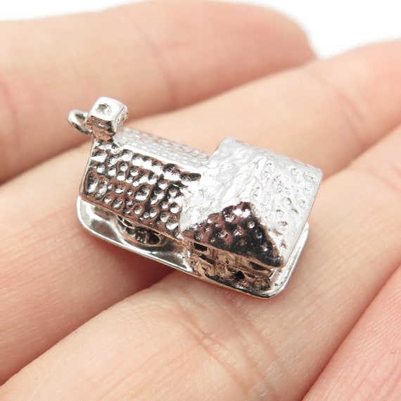 925 Sterling Silver Vintage Old House Charm Penda… - image 2