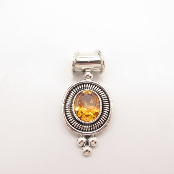 950 Silver Vintage Mexico Real Citrine Gemstone E… - image 4