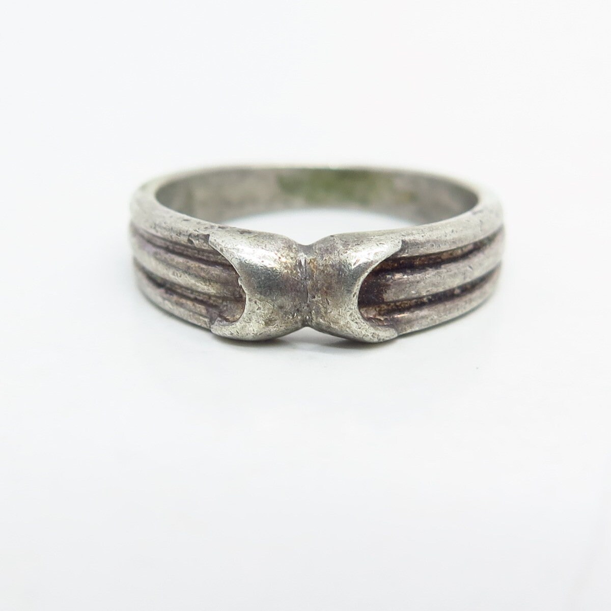 925 Sterling Silver Ribbed Design Ring Size 6 - Etsy