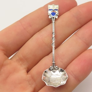 925 Sterling Silver Antique Colorful Enamel &quot;Bermuda&quot; Spoon