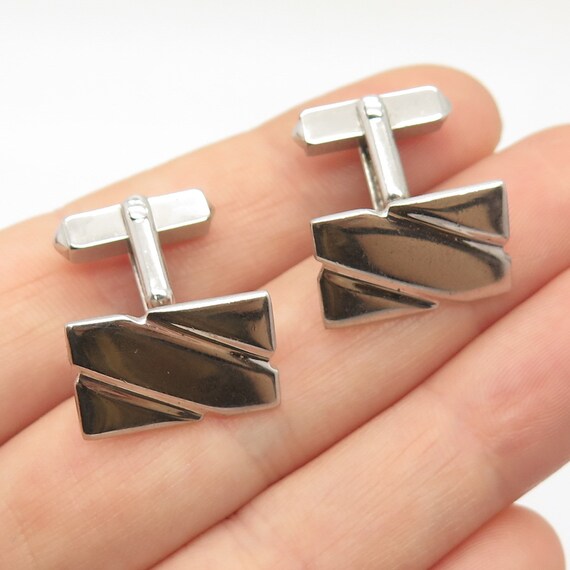 Vintage Sterling Silver Rhodium Plate Swank Star Cufflinks