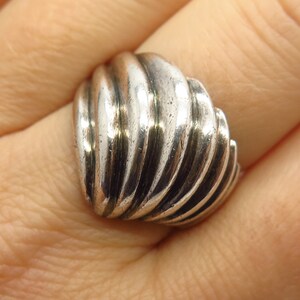 925 Sterling Silver Vintage Domed Modernist Design Ring Size 8 3/4