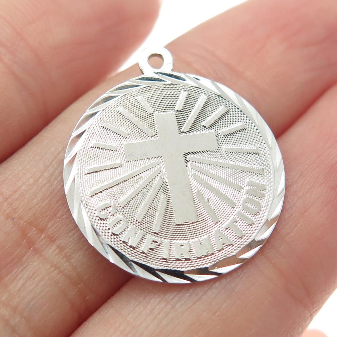 925 Sterling Silver Vintage "confirmation" Cross Religious Pendant - Etsy