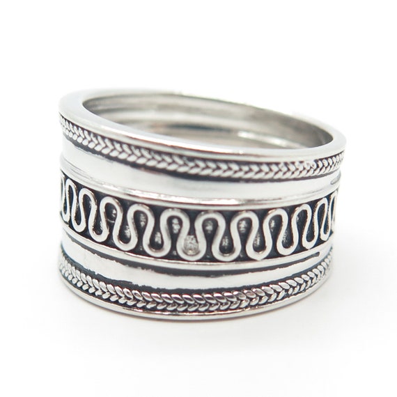 925 Sterling Silver Vintage Spiral Band Ring Size… - image 6