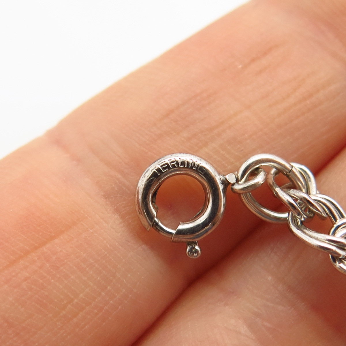 925 Sterling Silver Vintage Double Cable Link Bracelet 6 3/4