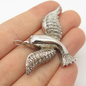 925 Sterling Silver Vintage Seagull Bird Pendant