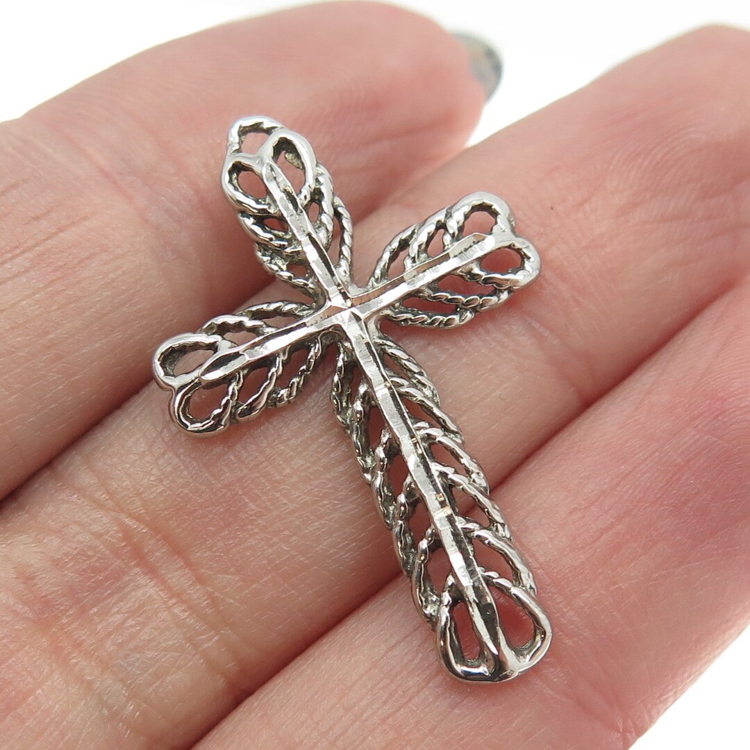 925 Sterling Silver Vintage Cross Slide Pendant - Etsy