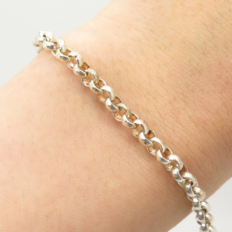 Italy 925 Sterling Silver Rolo Link Bracelet 8