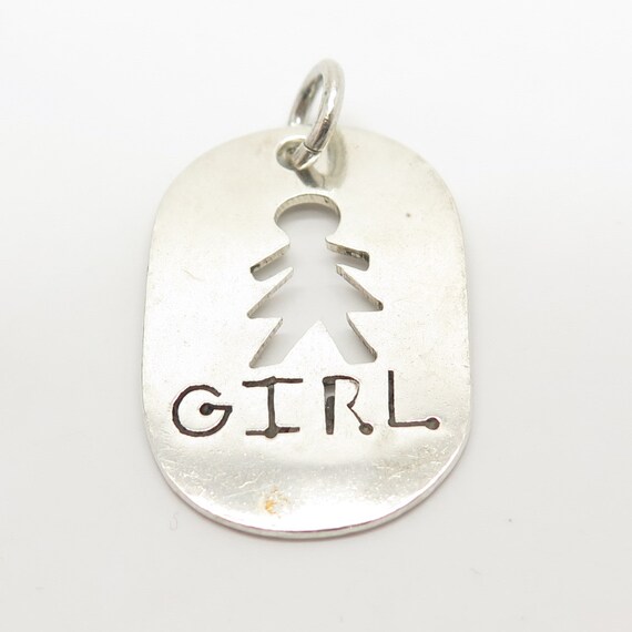 925 Sterling Silver Vintage "Girl" Cutout Pendant - image 4