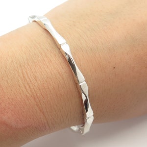 ＊Silver 925 Bamboo Bangle Gold Vintage 925 Sterling Silver Vintage Mexico Bamboo Bangle Bracelet 8