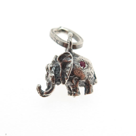 925 Sterling Silver Vintage Real Ruby Elephant Mi… - image 4