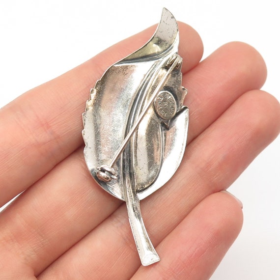 925 Sterling Silver Vintage Jewelart Leaf Pin Bro… - image 2