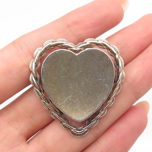 925 Sterling Silver Vintage Beau Twisted Heart Pin Brooch