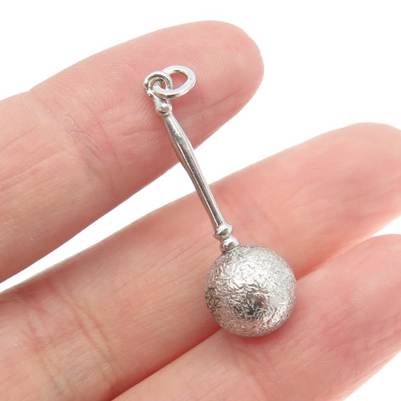 925 Sterling Silver Vintage Drop Ball Charm Penda… - image 1