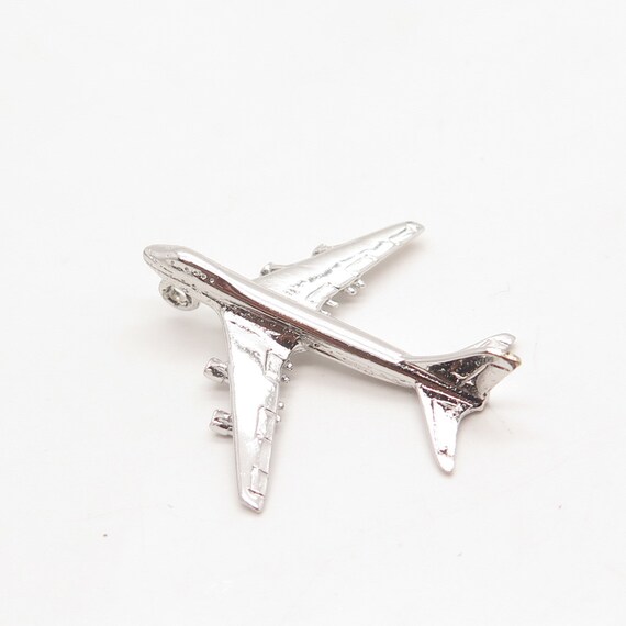 925 Sterling Silver Vintage Wells Airplane Pendant - image 4