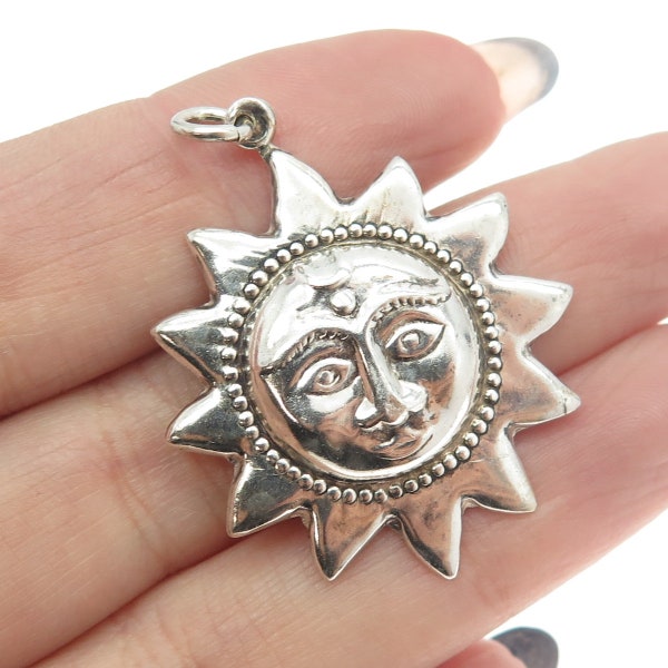 925 Sterling Silver Vintage TMA Sun Face Pendant