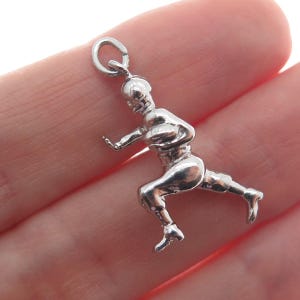 925 Sterling Silver Vintage Football Player 3D Pendant